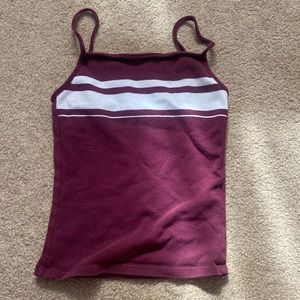 Red and White Square Neck Garage Tank Top